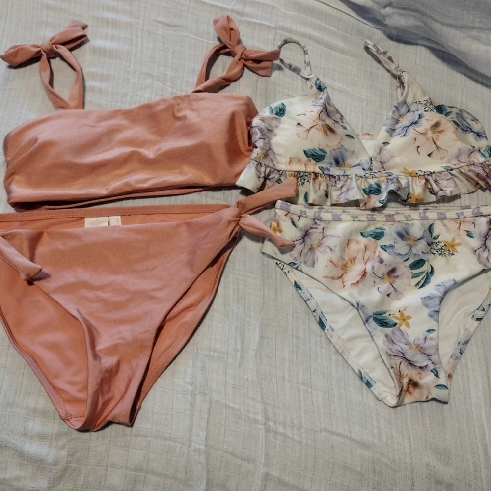 Floral and Pink Bikini Set